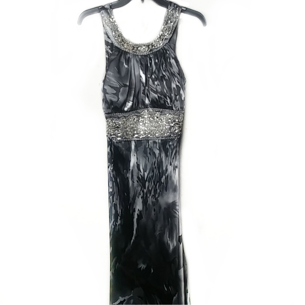 Elegant Padded and Lined Floral Prom Dress